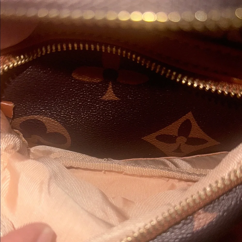 Vegan Leather Brown and Tan Monogram Crossbody Bag-NWOT - Picture 4 of 8